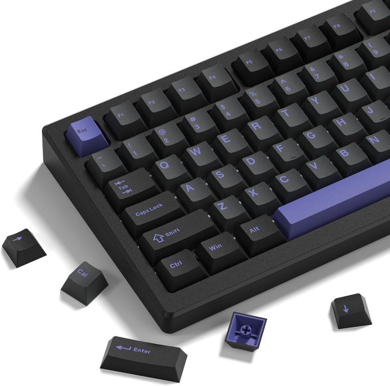 COSTOM Womier Double Shot PBT Keycaps Set 138 Keys, Cherry Profile Custom Keycaps 60 65 75 100 Percent for 61/64/68/84/87/100/104/108 Retro Gaming Mechanical Keyboard, Black Purple - Image 1